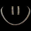 Glistening 2 Row Silver AB Rhinestone Choker Bridal Wedding Necklace & Earring Set 10024