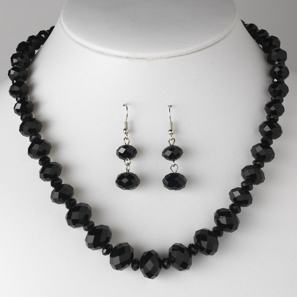 Bridal Wedding Necklace Earring Set 1017 Black