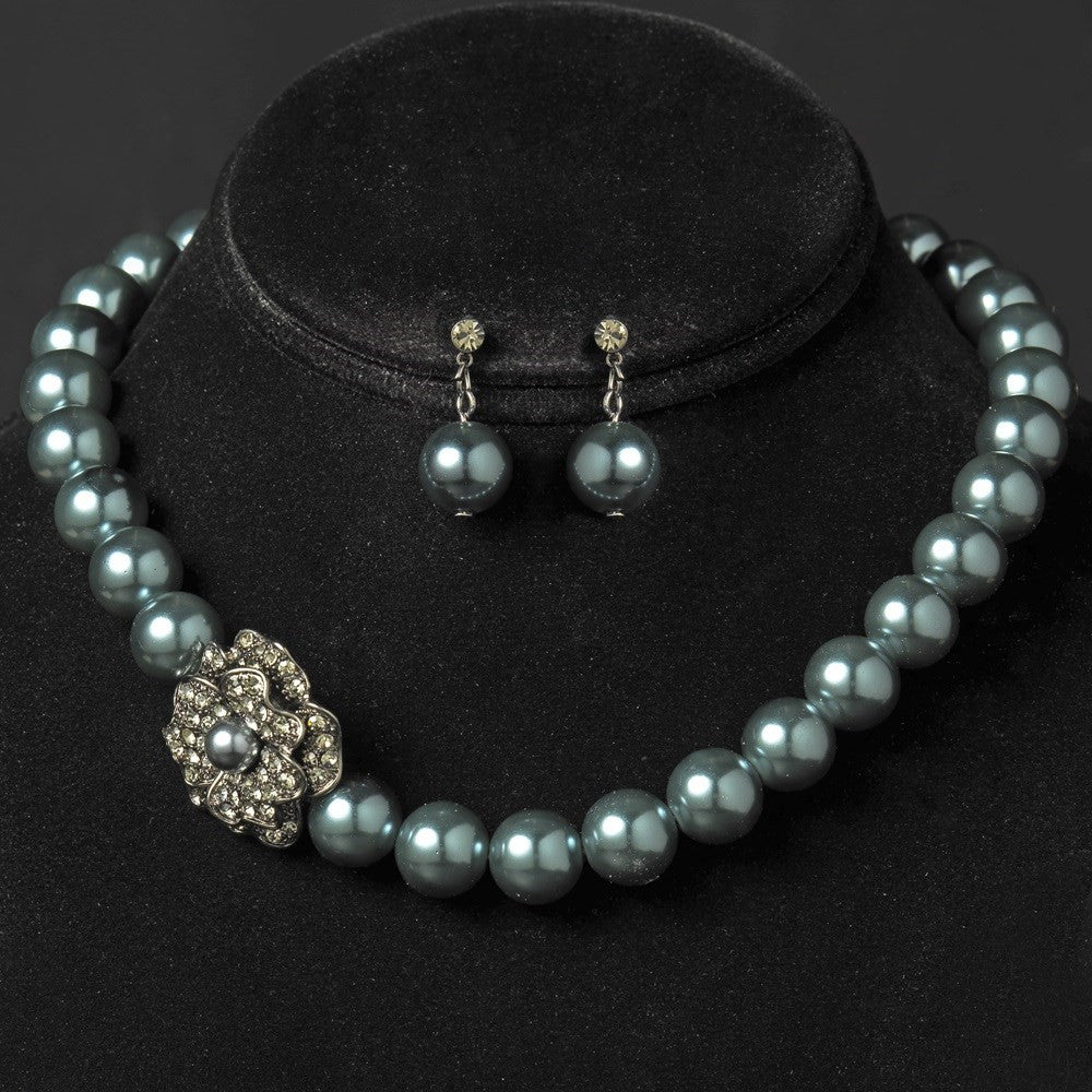 Bridal Wedding Necklace Earring Set 1023 Hematite