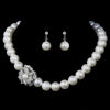 Bridal Wedding Necklace Earring Set 1023 Silver White