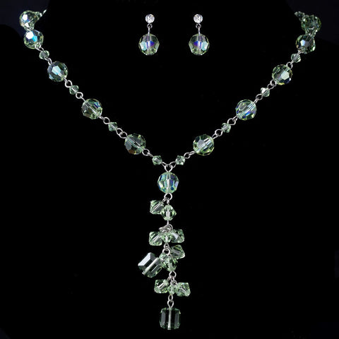 Bridal Wedding Necklace Earring Set 1041 Peridot