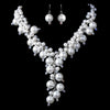 Silver Pearl Caterpillar Bridal Wedding Jewelry Set 1042