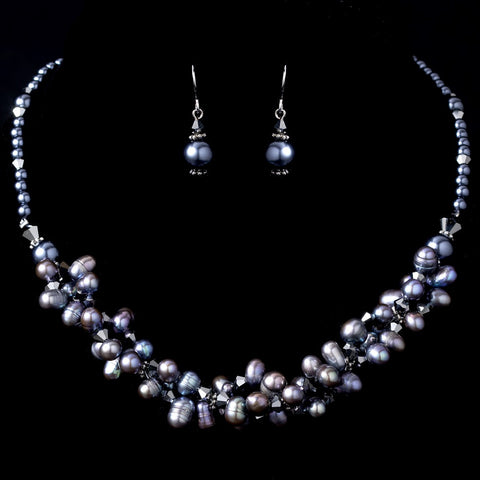 Bridal Wedding Necklace Earring Set 1044 Hematite