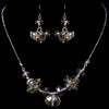 Bridal Wedding Necklace Earring Set 1045 Silver Light Topaz