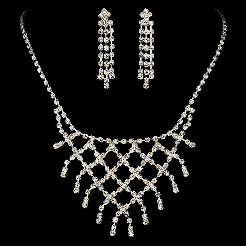 * Rhinestone Statement Bridal Wedding Necklace Earring Bridal Wedding Jewelry Set NE 10570