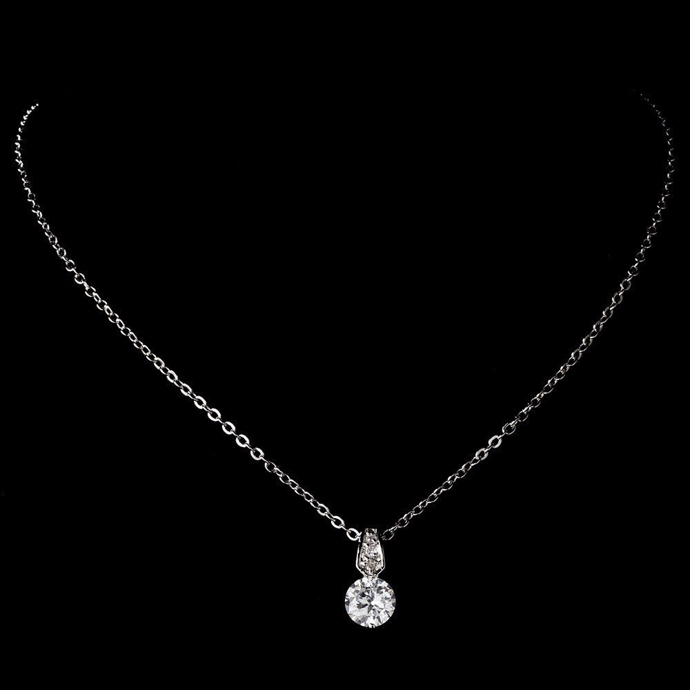 Silver Cubic Zirconia Jewlery Bridal Wedding Necklace 10716