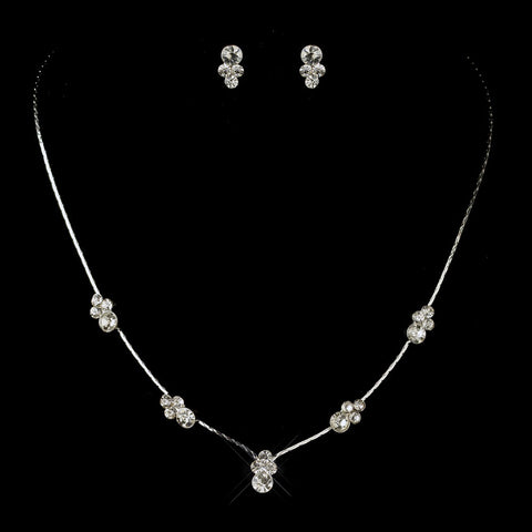 * Bridal Wedding Necklace Earring Set 117 Silver Clear