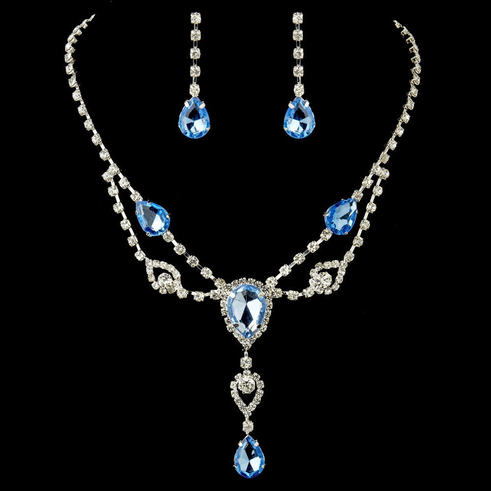 LEAQU Simple Elegant Women Single Big Blue Rhinestone Pendant Necklace  Chain Jewelry - Walmart.com
