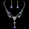 Silver Clear & Light Blue Rhinestone Bridal Wedding Jewelry Set 12054