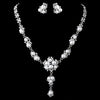 Antique Silver White Pearl Bridal Wedding Necklace & Earring Set 12667