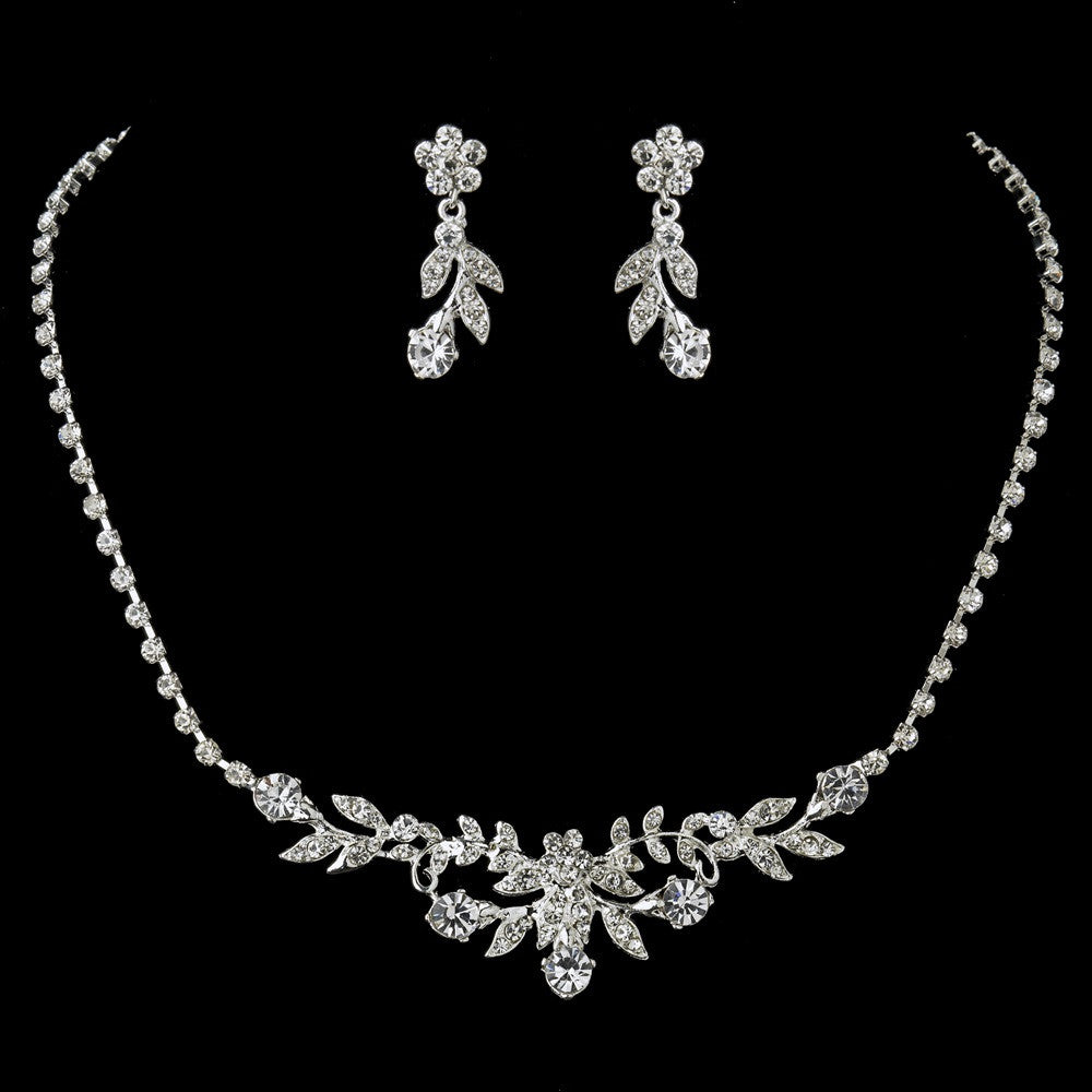 Silver Clear Rhinestone Bridal Wedding Jewelry Set 12708