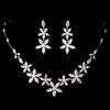 Silver Clear Cubic Zirconia Bridal Wedding Necklace Earring Set 1274