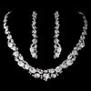 Silver Clear Cubic Zirconia Bridal Wedding Necklace Earring Set 1275