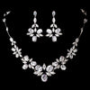 Silver Clear Cubic Zirconia Bridal Wedding Necklace Earring Set 1278
