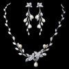 Silver CZ Bridal Wedding Necklace & Earring Set 1284