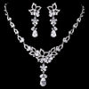 Silver Clear CZ Bridal Wedding Necklace & Earring Set 1296