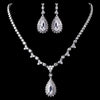 Silver Clear CZ Bridal Wedding Necklace Earring Set 1300