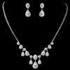 Rhodium Clear CZ Teardrop Bridal Wedding Jewelry Set