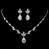 Antique Silver Rhodium Clear CZ Crystal Bridal Wedding Jewelry Set 1319