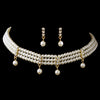 Gold Ivory Chocker Bridal Wedding Jewelry Set 133