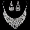 Silver Clear Rhinestone Statement Bridal Wedding Necklace & Earrings Set 13424