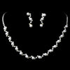 Bridal Wedding Necklace Earring Set NE 138 Silver White