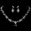 Antique Silver Rhodium Clear CZ Crystal Bridal Wedding Jewelry Set 1403