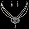 Silver Ivory Pearl & Rhinestone Statement Bridal Wedding Jewelry Set 1854