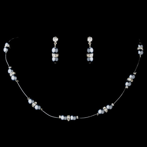 Bridal Wedding Necklace Earring Set 206 Light Silver