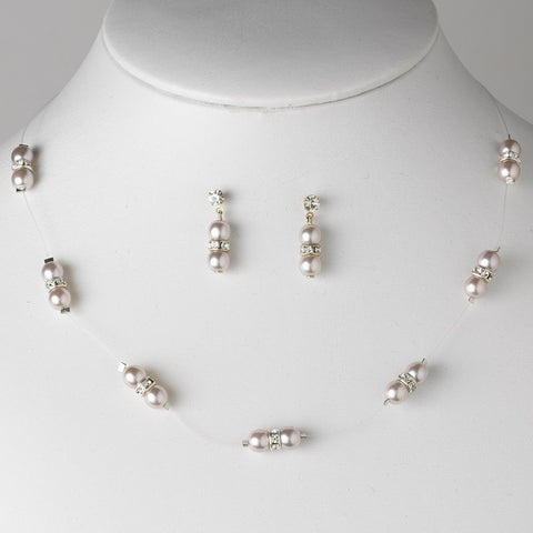 Bridal Wedding Necklace Earring Set NE 206 Lavendar