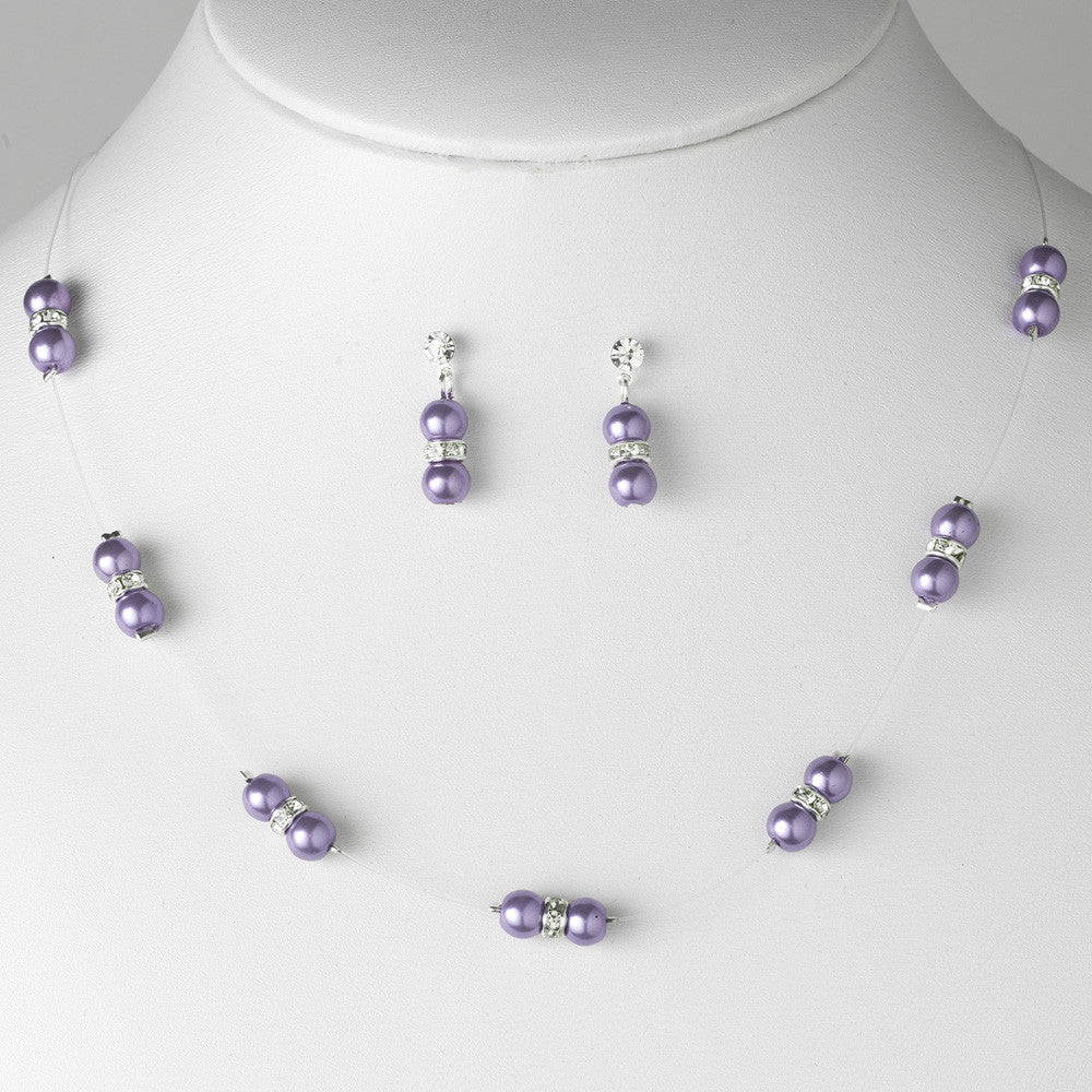 Bridal Wedding Necklace Earring Set 206 Purple
