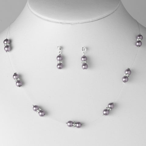 Bridal Wedding Necklace Earring Set 206 Purple Passion