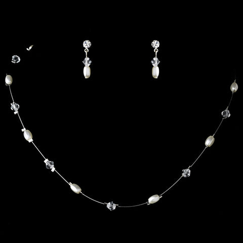 Pearl & Swarovski Crystal Bridal Wedding Jewelry Set NE 226