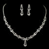 Silver and Clear Crystal Bridal Wedding Necklace Earring Set NE 228