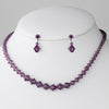 * Dark Amethyst Crystal Bridal Wedding Jewelry Set NE 231