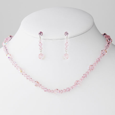 * Pink Swarovski Crystal Bridal Wedding Necklace NE 239