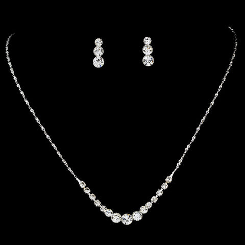 Simple & Sparkling Silver Crystal Bridal Wedding Jewelry Clear Set NE 305