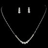 Simple & Sparkling Silver Crystal Bridal Wedding Jewelry Clear Set NE 305