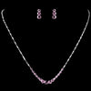 * Bridal Wedding Necklace Earring Set 305 Silver Pink