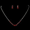 * Bridal Wedding Necklace Earring Set 305 Silver Red