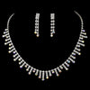 Rhinestone Bridal Wedding Necklace & Earring Set NE 3071 Silver Clear