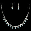 Bridal Wedding Necklace Earring Set NE 3108 Silver Aqua