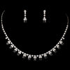 Bridal Wedding Necklace Earring Set NE 3108 Silver Black