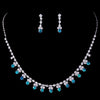 Bridal Wedding Necklace Earring Set NE 3108 Silver Turquoise