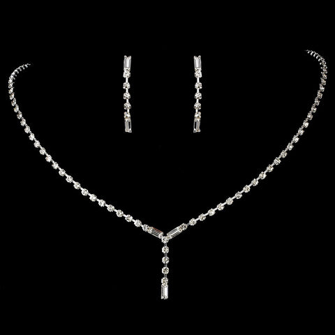 Lovely Silver Clear Rhinestone Bridal Wedding Necklace & Earring Set 312