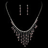 Bridal Wedding Necklace Earring Set 3126 Silver Pink
