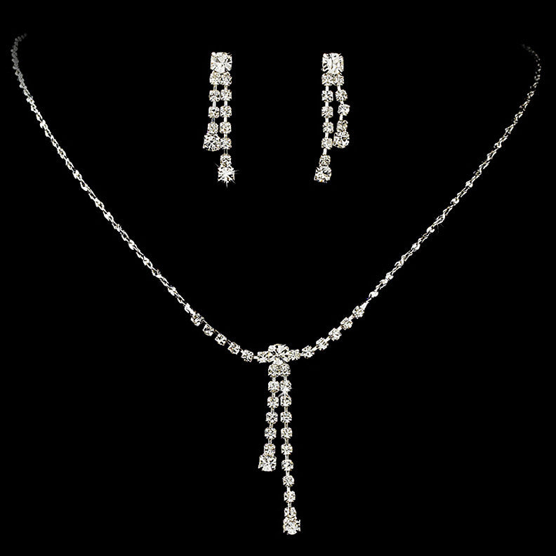 Sparkling Silver & Crystal Bridal Wedding Jewelry Set NE 314