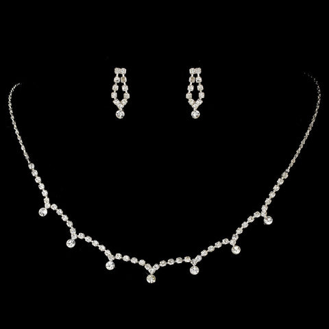 * Stunning Silver or Gold Clear Crystal Accent Bridal Wedding Jewelry Set NE 325