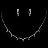 * Stunning Silver Light Blue Crystal Accent Bridal Wedding Jewelry Set NE 325