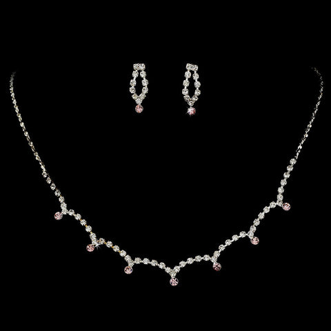 * Stunning Silver AB Crystal Accent Bridal Wedding Jewelry Set NE 325